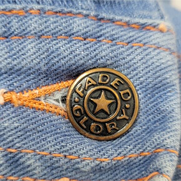 Vintage 70s Faded Glory Orange Stitching Bareback Plaid Flannel Lined Jeans, 28" - Picture 3 of 6